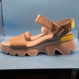 Sorel Womens 9 Kinetic Impact Sandals Grey gray Platform Chunky Wedge Sport shoe